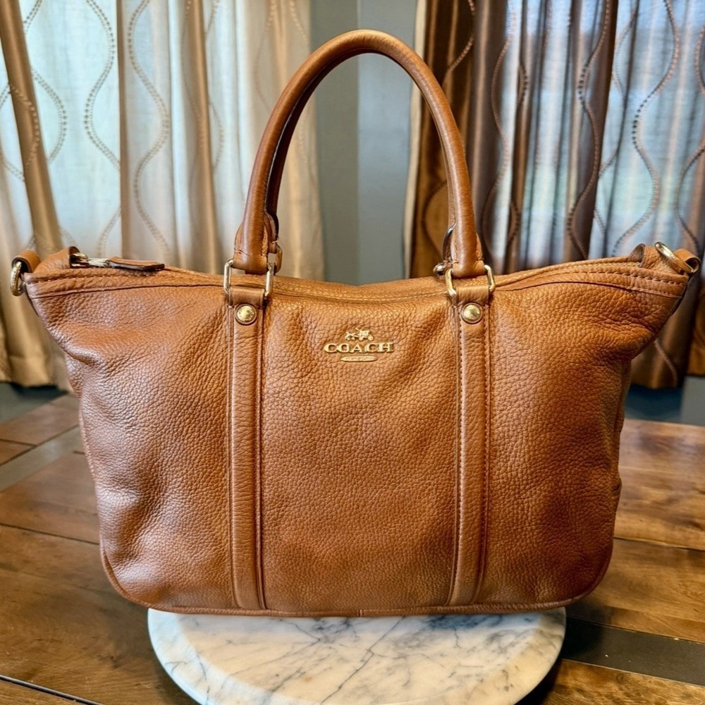 Coach Central Satchel F55662 Saddle Brown Pebbled Leather 14x9x5" Bag $395 MSRP! - Picture 3 of 16
